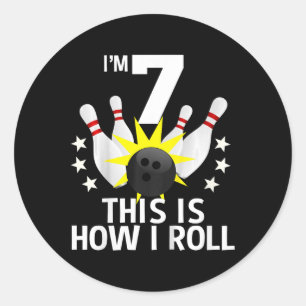 7 jaar oude bowling verjaardagsfeestje Shirt hoe i Ronde Sticker