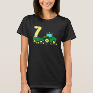 7 jaar oude groene Boerderij Tractor Birthday Part T-shirt