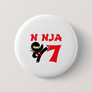 7 jaar oude Karate Ninja Feest Kids 7e Verjaardag Ronde Button 5,7 Cm