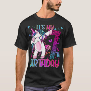 7 jaar oude Unicorn Dabbing 7th Birthday Girl Unic T-shirt