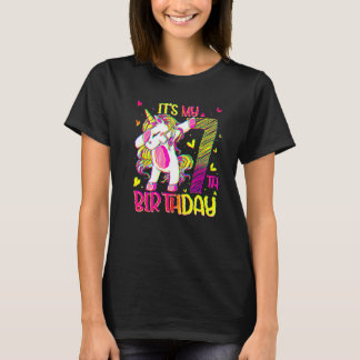 7 jaar oude Unicorn Dabbing 7th Birthday Girl Unic T-shirt