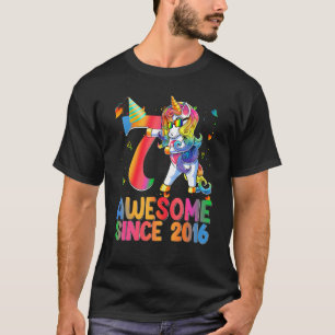 7 jaar oude Unicorn Flossing 7th Birthday Girl Uni T-shirt