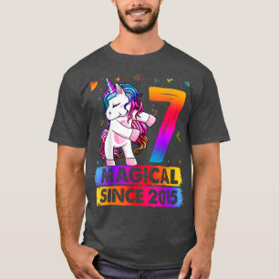 7 jaar oude Unicorn Flossing 7th Birthday Girl Uni T-shirt
