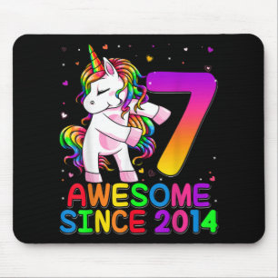 7 jaar oude Unicorn Flossing 7th Birthday Unicorn Muismat