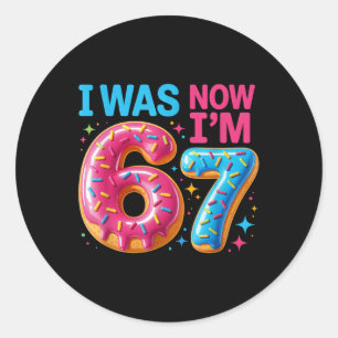 7 Jaar Oude Verjaardag Was 6 Nu Ben Ik 7 67 Mannen Ronde Sticker