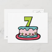 7 jaar oude verjaardagsCake Briefkaart (Voorkant / Achterkant)
