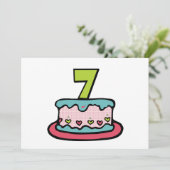 7 jaar oude verjaardagsCake Kaart (Staand voorkant)