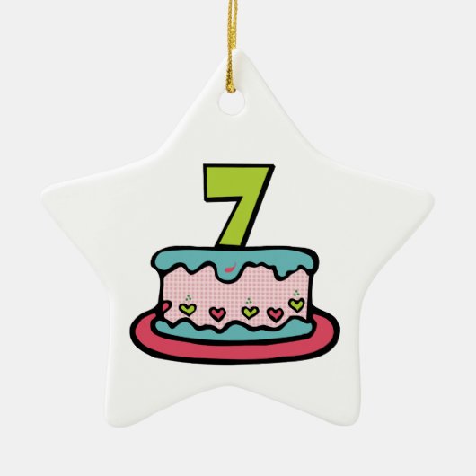 7 jaar oude verjaardagsCake Keramisch Ornament (Voorkant)