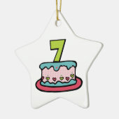 7 jaar oude verjaardagsCake Keramisch Ornament (Links)