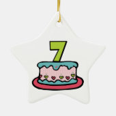 7 jaar oude verjaardagsCake Keramisch Ornament (Achterkant)
