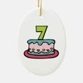 7 jaar oude verjaardagsCake Keramisch Ornament (Achterkant)