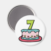 7 jaar oude verjaardagsCake Magneet (Voorkant / Achterkant)