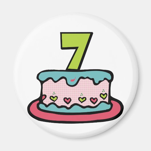 7 jaar oude verjaardagsCake Magneet (Voorkant)