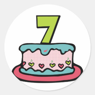 7 jaar oude verjaardagsCake Ronde Sticker