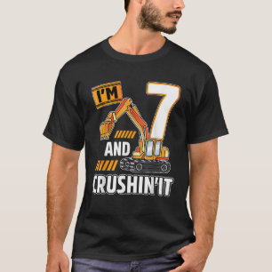 7 jaar oude voertuigen bouwgraafmachine Birthda T-shirt