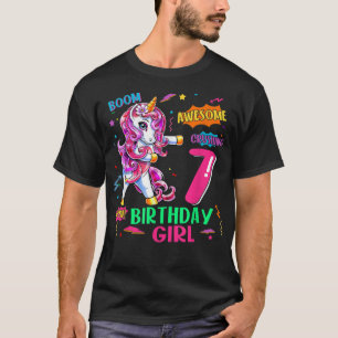 7 jaar oude zeemeerdag strips Unicorn Flossing 7th T-shirt