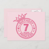 7 jaar - Verjaardag Prinses - roze Briefkaart (Voorkant / Achterkant)