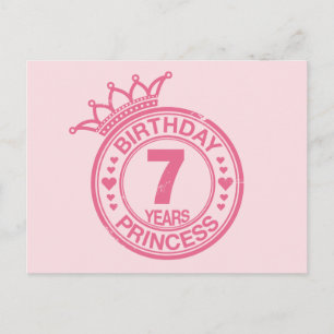 7 jaar - Verjaardag Prinses - roze Briefkaart