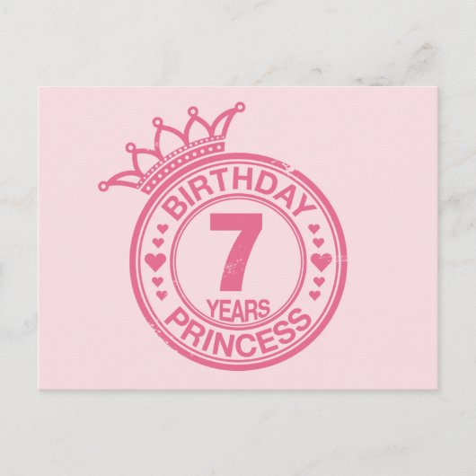 7 jaar - Verjaardag Prinses - roze Briefkaart (Voorkant)