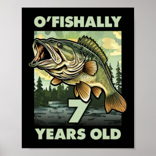 7-jarige visser O'fishally 7 vissen 7e verjaardag Poster