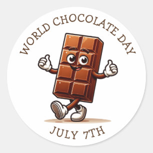 7 juli is Wereldchocoladedag Ronde Sticker