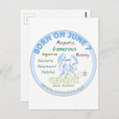 7 juni - Verjaardag Gemini Briefkaart (Voorkant / Achterkant)