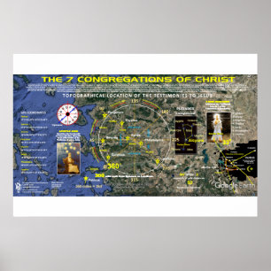 7 Kerken van Revelation - Topografische lay-out Poster