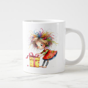 * 7 Kleurrijke Whimsical Kerst MEISJE Cadeau AP9 Extra Grote Beker