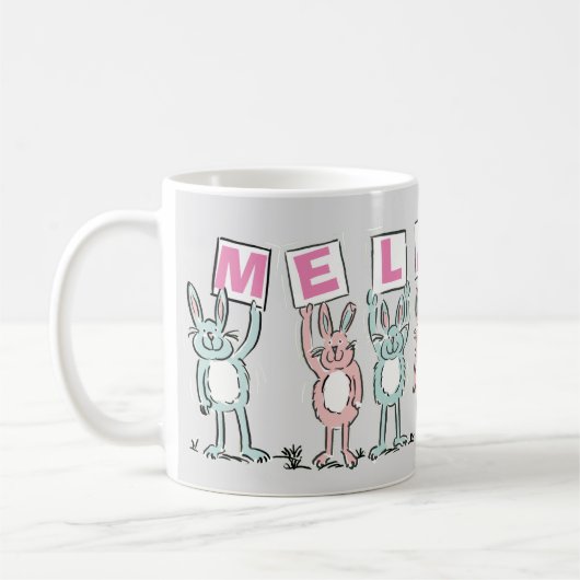 7 Letter-naam met Rabbits Coffee-Mok Koffiemok (Links)