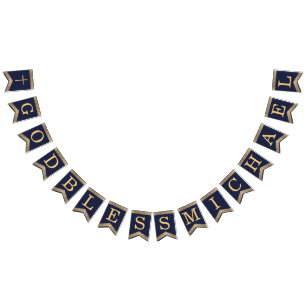 7 Letters Blauw Goud God zegene de doop communie Vlaggetjes