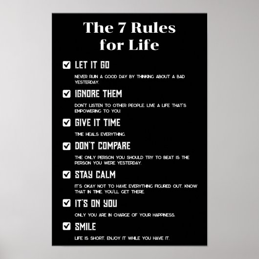 7 Motivatie Poster voor leefregels, 12 "x18" inch (Voorkant)