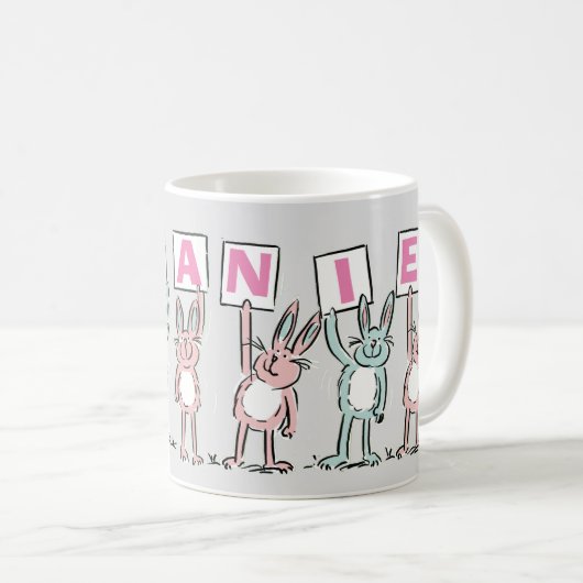 7 Nom de la lettre avec lapins de café Mug (Devant droit)