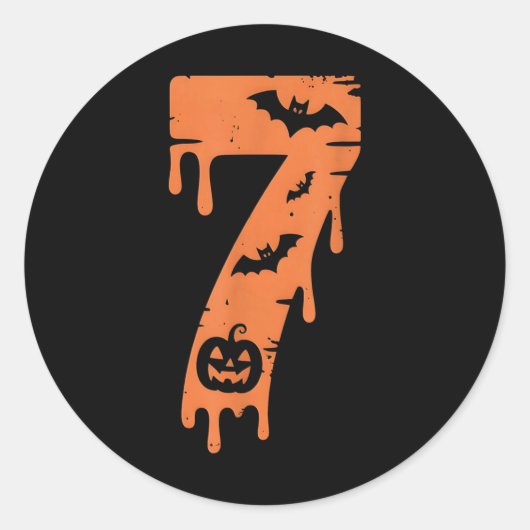 7 Nummer Meme 67 Zes Zeven Halloween Ronde Sticker (Voorkant)
