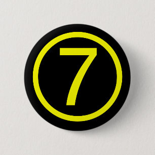 7 - nummer zeven ronde button 5,7 cm