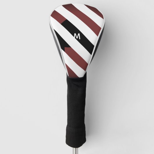 7 Optionele maroon- en zwarte stripes Modern monog Golfheadcover (Voorkant)