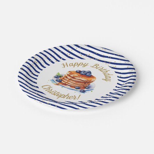 7"Pannenkoeken en Pajama Verjaardagspapier Bord (Gekanteld)