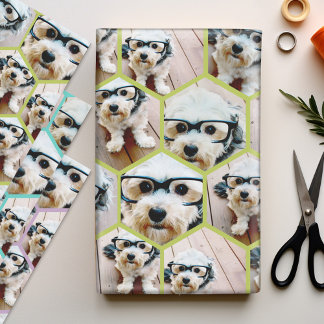 7 Photo Collage - funky hexagon honingraatpatroon Inpakpapier Vel