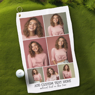 7 Photo Collage - Modern Minimal Zwart-wit Golfhanddoek