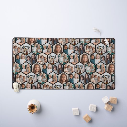 7 Photo Collage - motif hexagone funky - noir (Tableau pour enfants)