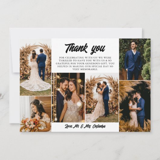 7 Photos Mariages Retro Script Merci (Devant)