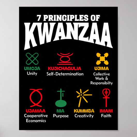 7 Principes van Kwanzaa Afro-Amerikaanse Pride-Man Poster (Voorkant)