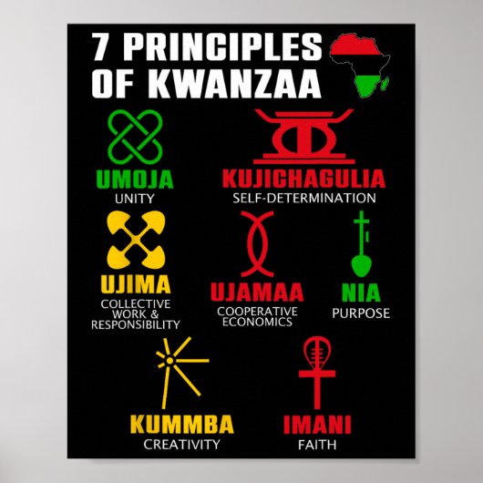 7 principes van Kwanzaa Celebration Pan African Bo Poster (Voorkant)