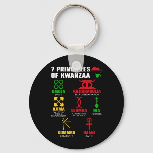 7 principes van Kwanzaa Celebration Pan African Bo Sleutelhanger (Voorkant)
