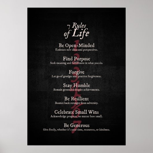 7 Regels van het leven Poster (Voorkant)