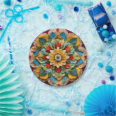 7" Rond Papier Bord met Levendige Mandala Print" (Feest)
