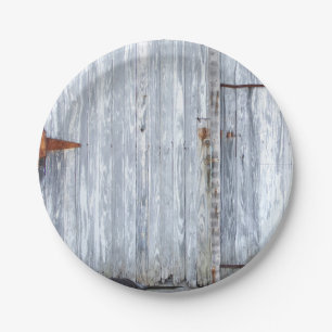 7" Rond Papier Bord Wit Wassen Hout Schuurdeur Cou