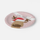 7" Ronde Papier Bord Rendier Kerst XMAS Polka (Gekanteld)