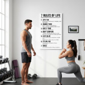 7 Rules of Life Motivational Quote Modern Script Canvas Afdruk