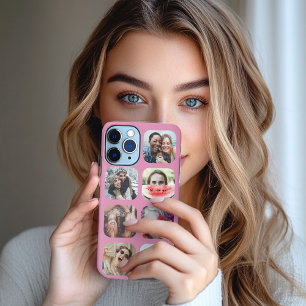 7 Square Photo Collage Pink Sjabloon iPhone Case iPhone 11Pro Max Hoesje