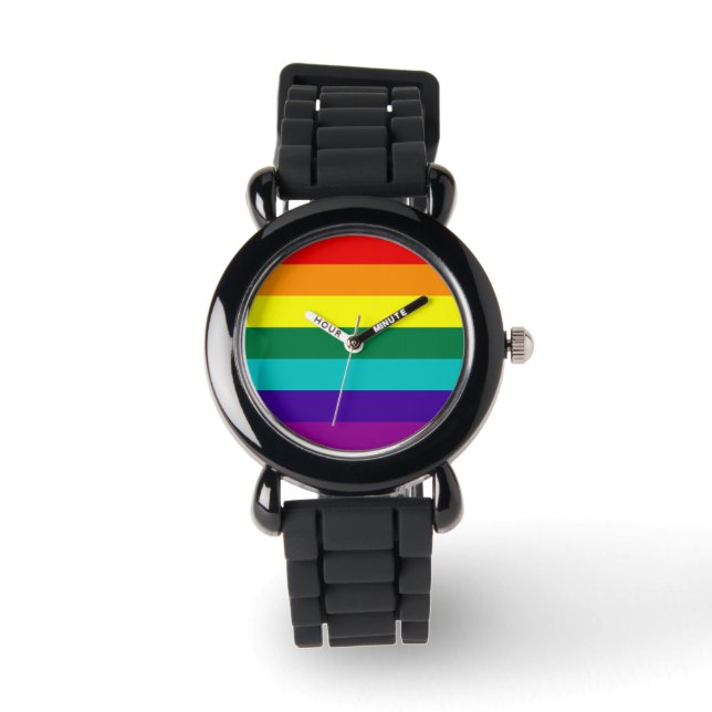 7 Stripes regenboogpride Horloge (Voorkant)
